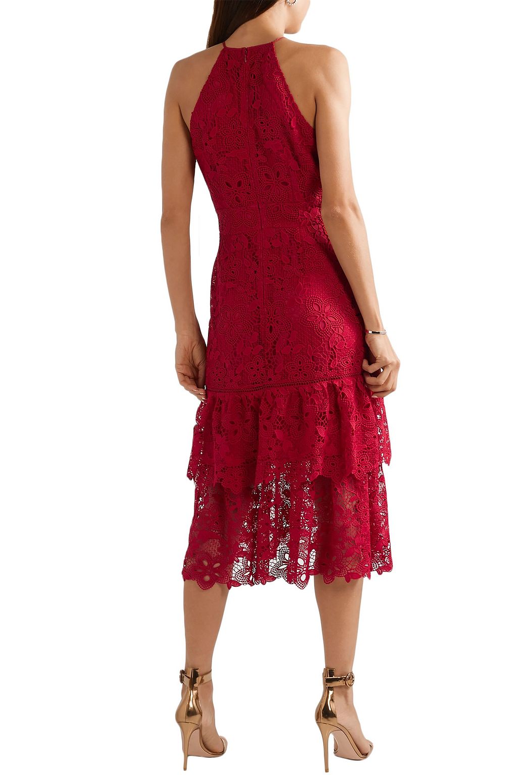 RACHEL ZOE Annalise tiered guipure lace midi dress