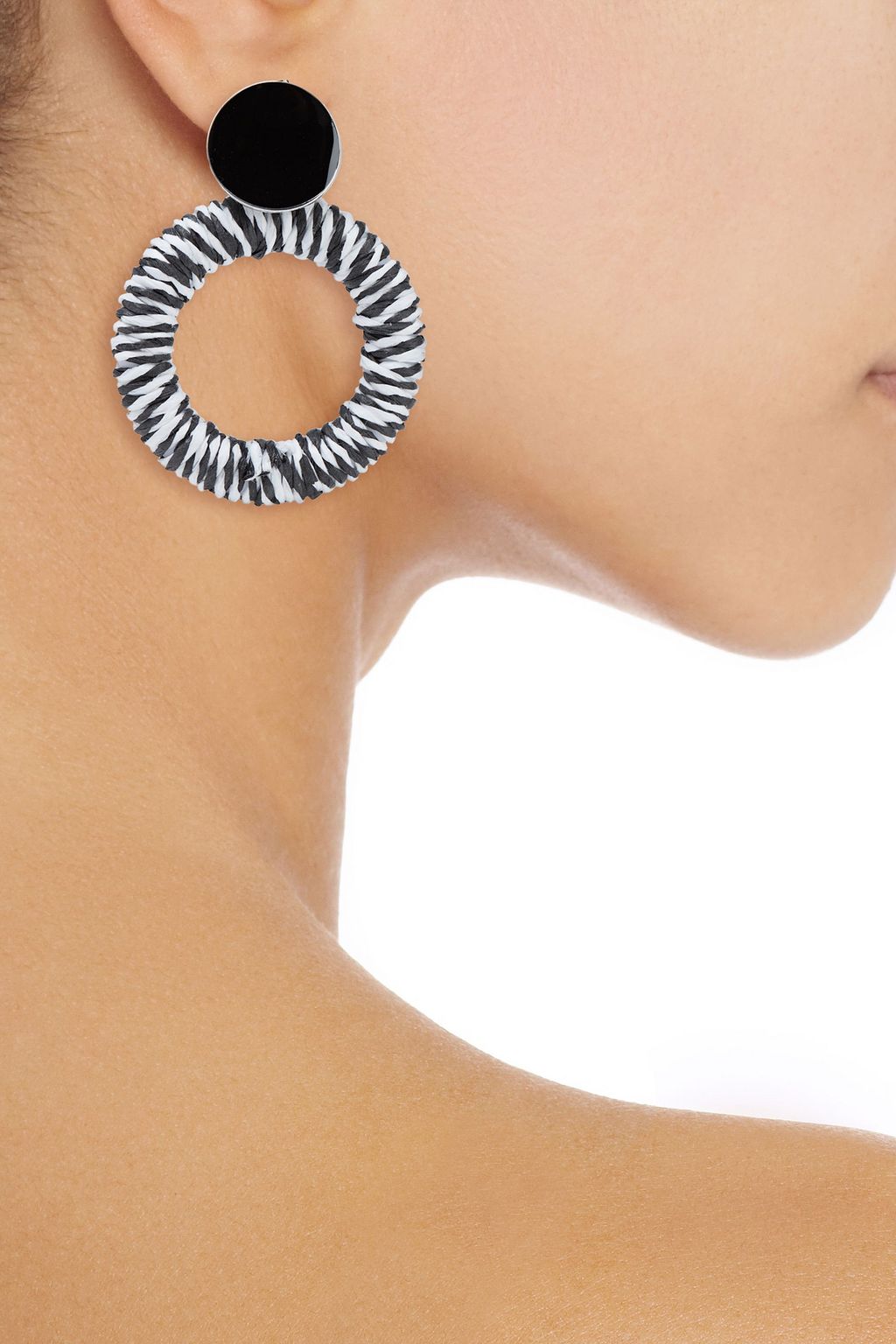 SHASHI Black Widow silver-tone, cord and enamel earrings