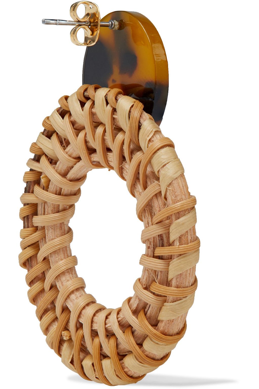 SHASHI Barbados tortoiseshell resin and rattan earrings