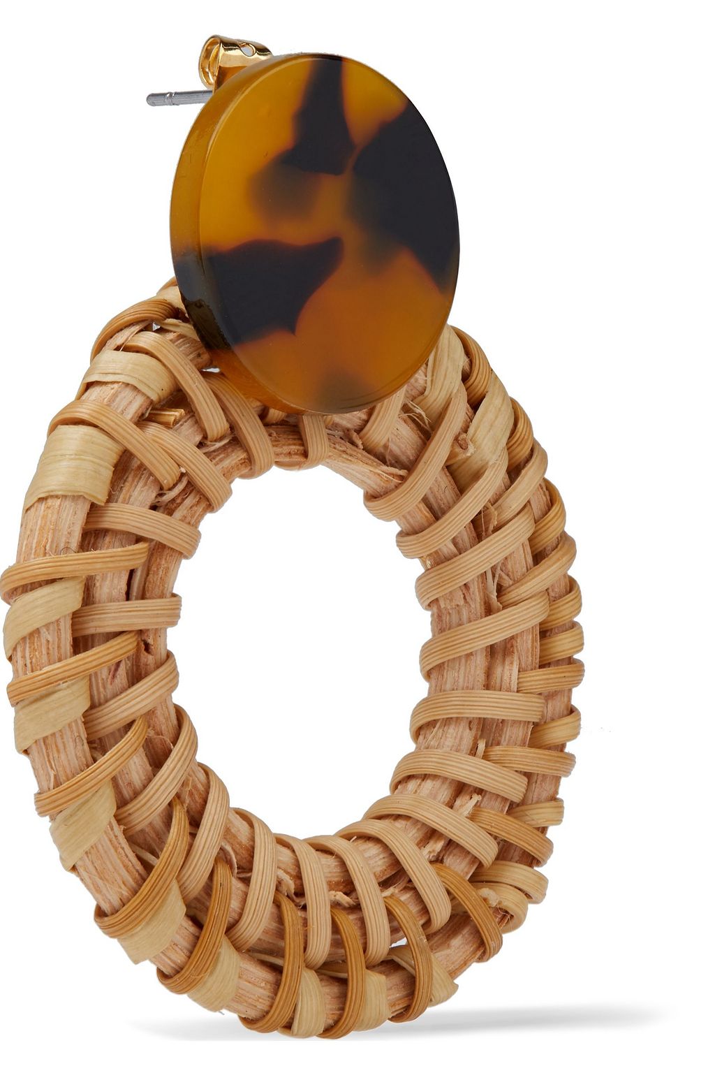 SHASHI Barbados tortoiseshell resin and rattan earrings