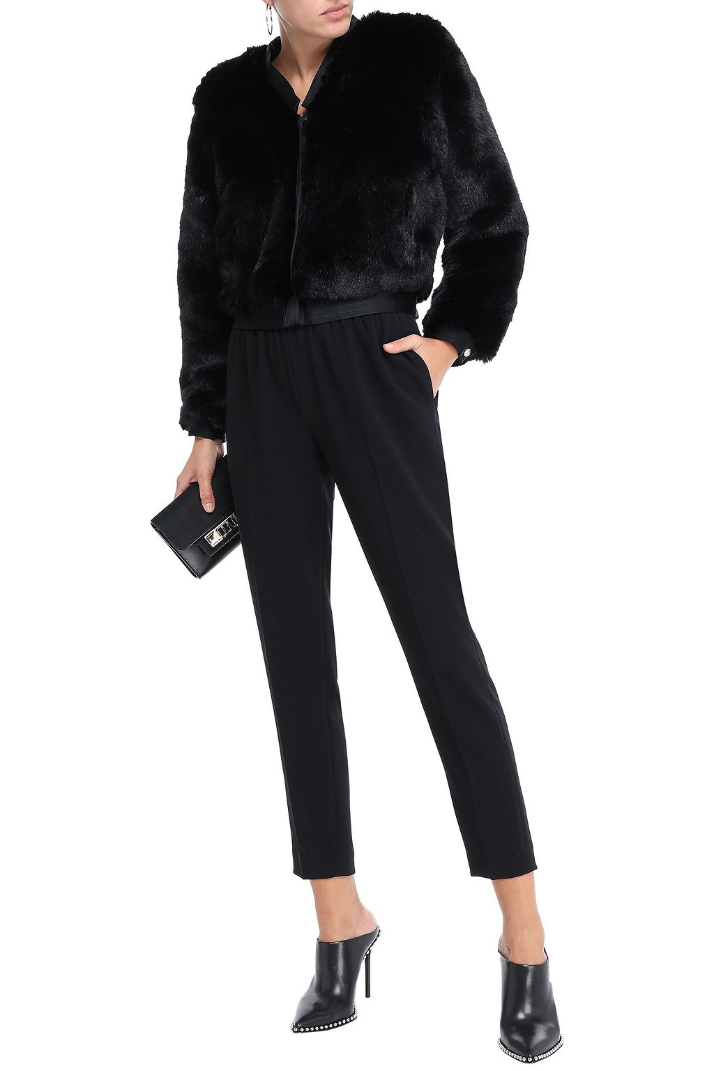 J BRAND Satin-trimmed faux fur jacket