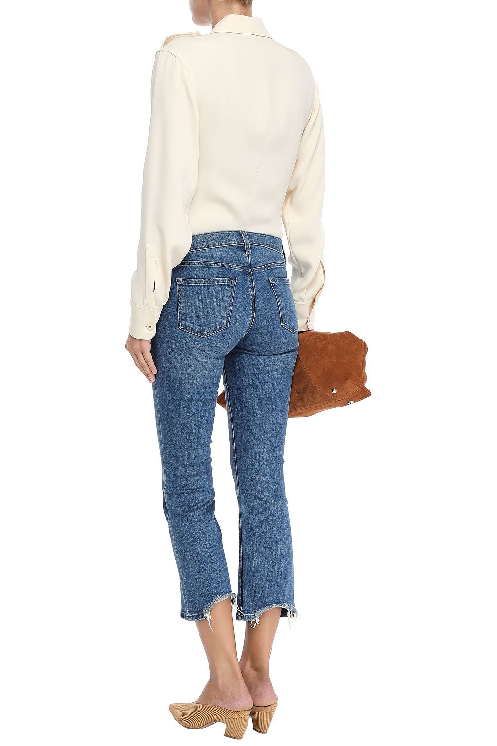 J BRAND Selena frayed faded mid-rise kick-flare jeans