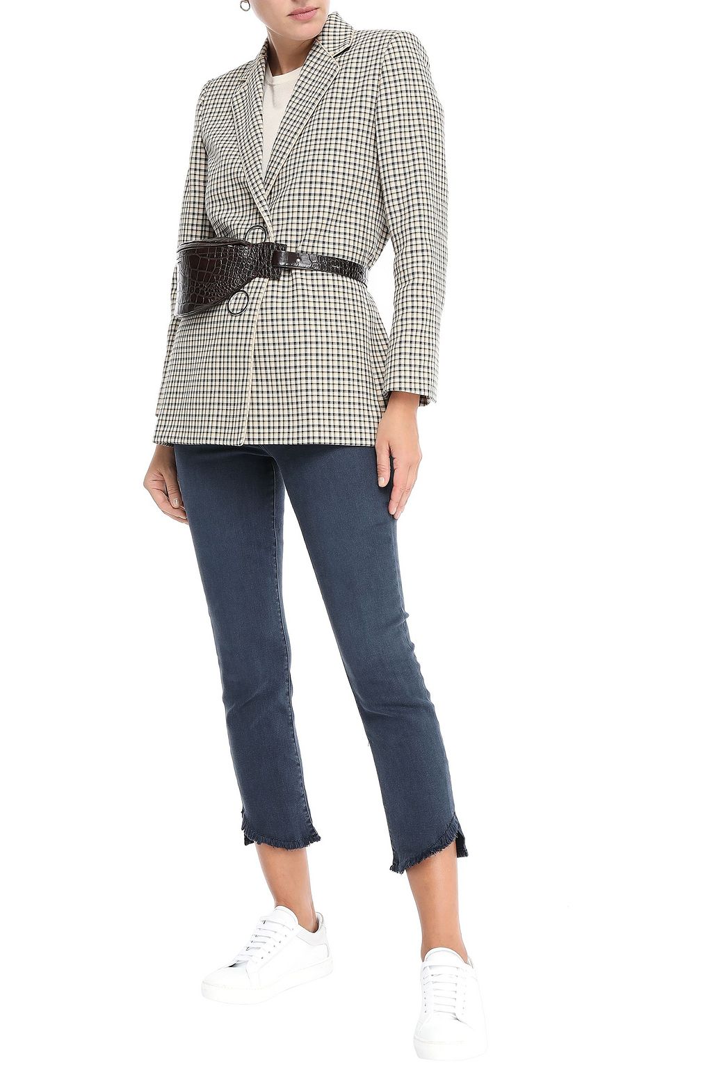 J BRAND Cropped frayed high-rise slim-leg jeans