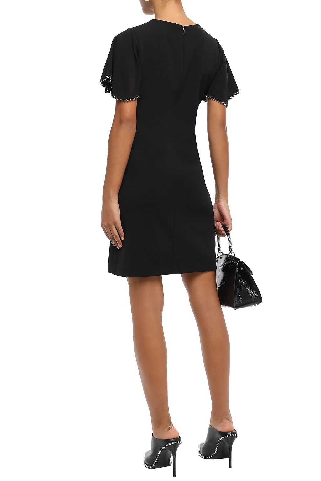 DKNY Bead-embellished stretch-crepe mini dress