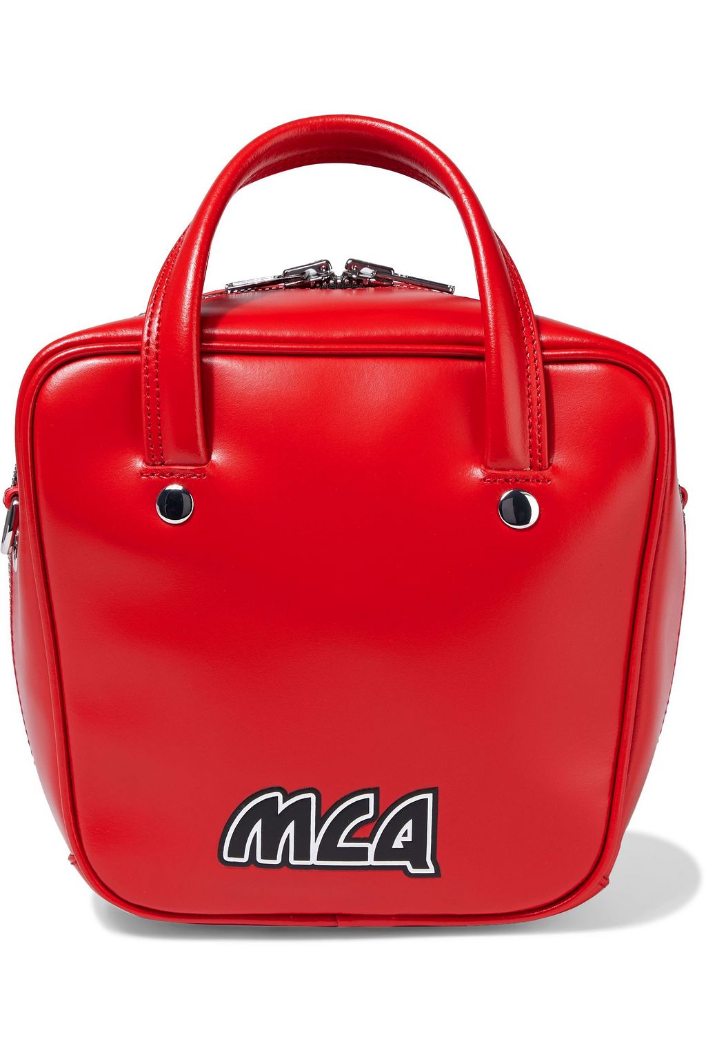 MCQ ALEXANDER MCQUEEN Ivy small logo-appliquéd glossed-leather shoulder bag