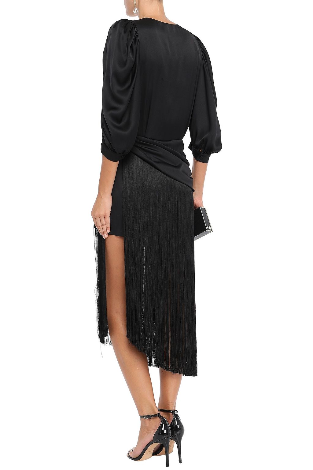 MAGDA BUTRYM Wels asymmetric layered fringed silk-satin midi dress