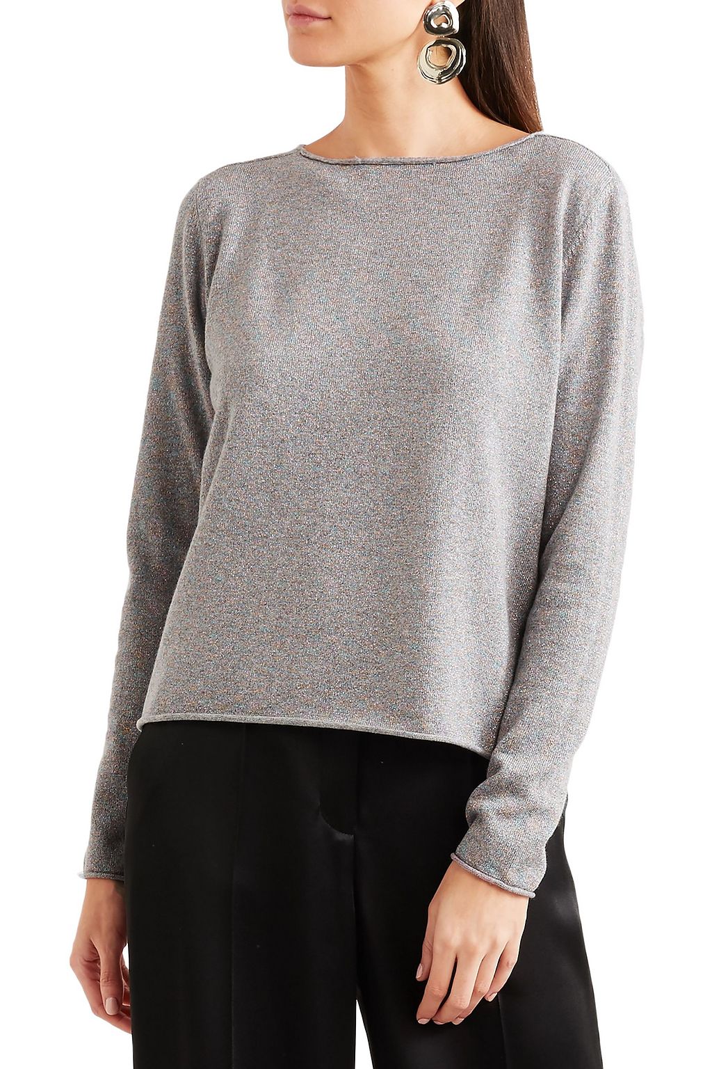 ALLUDE Metallic wool and cashmere-blend sweater