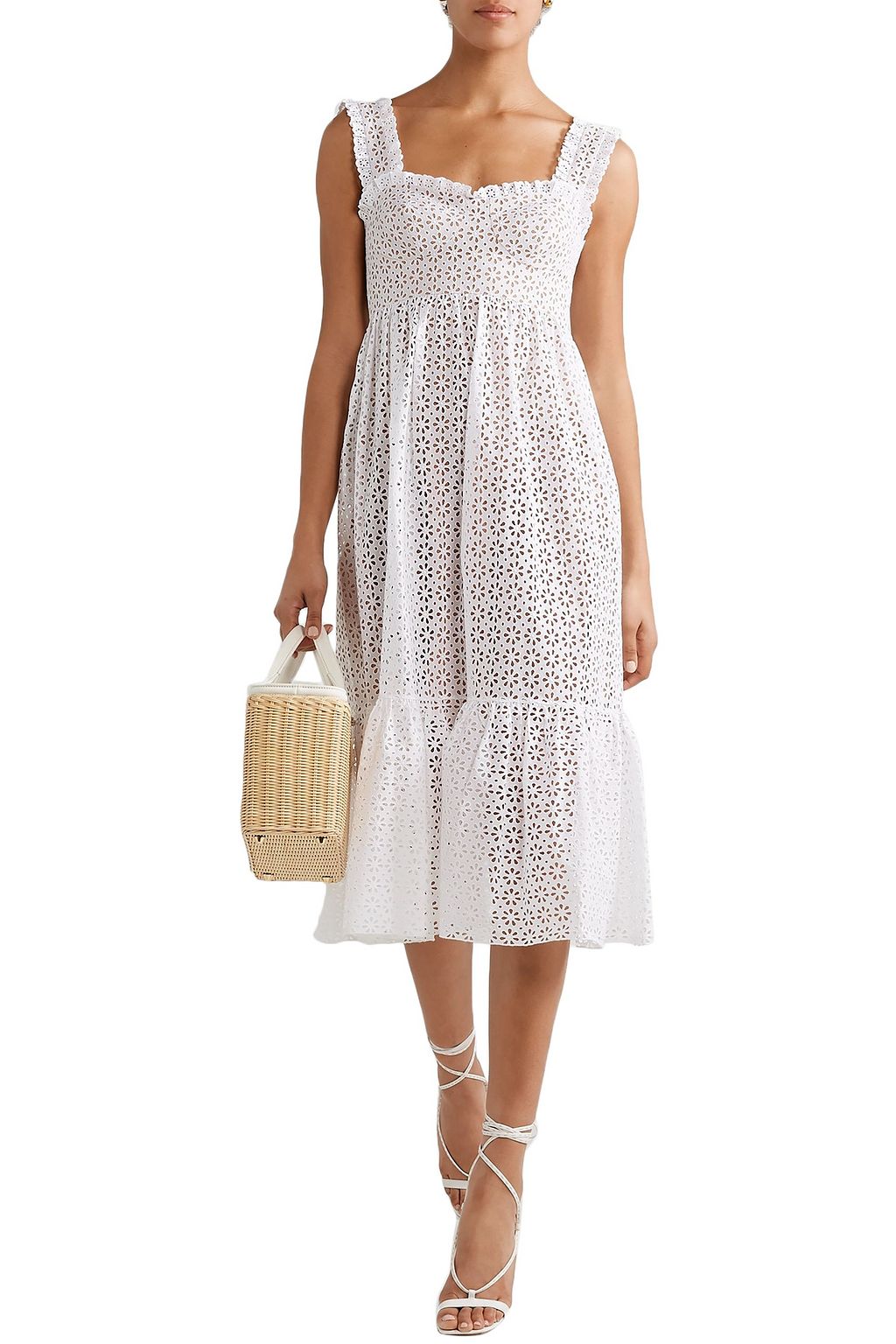 MICHAEL KORS COLLECTION Broderie anglaise cotton midi dress