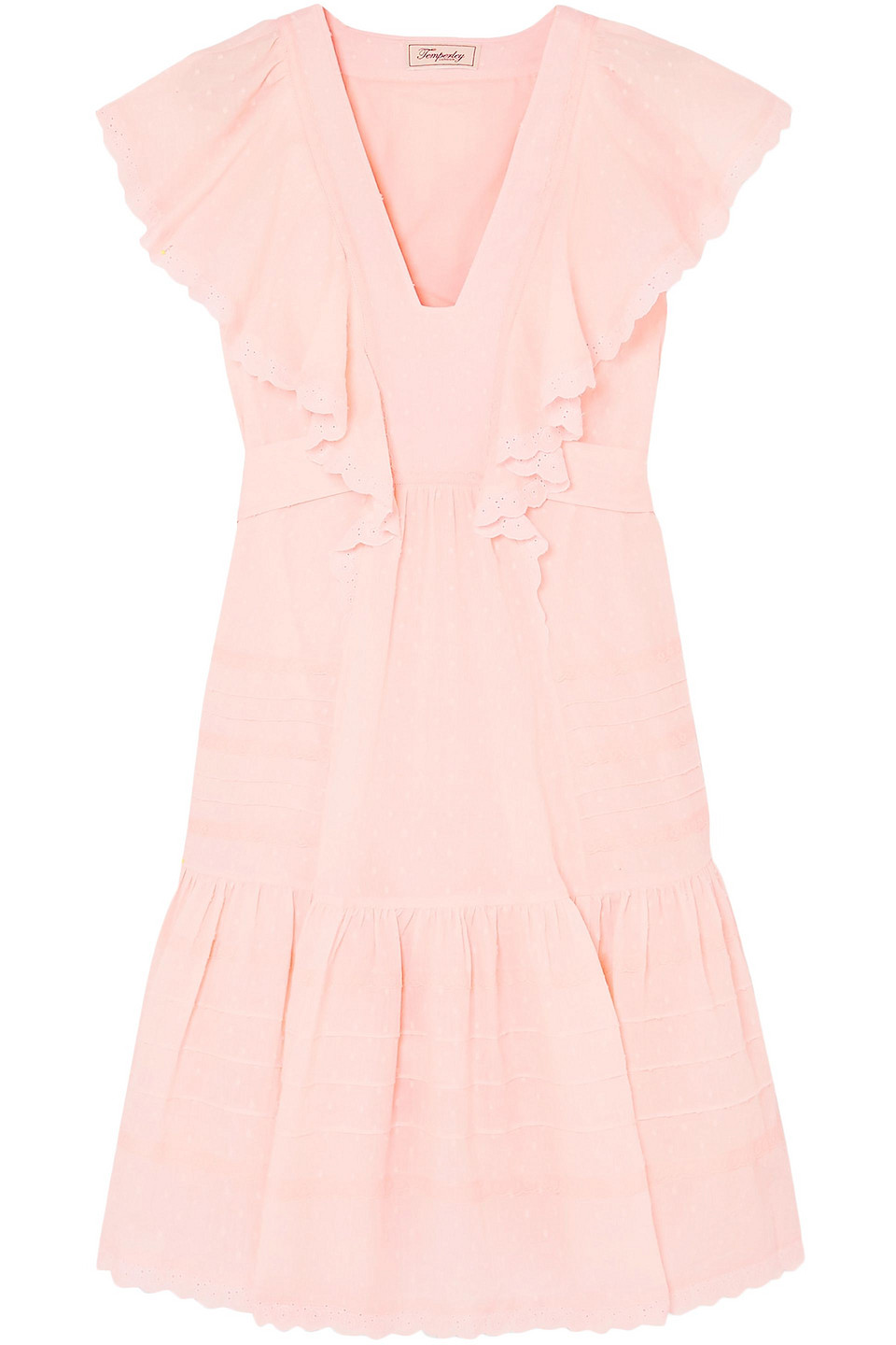 temperley london - beaux swiss-dot cotton dress - pink - uk/au 12