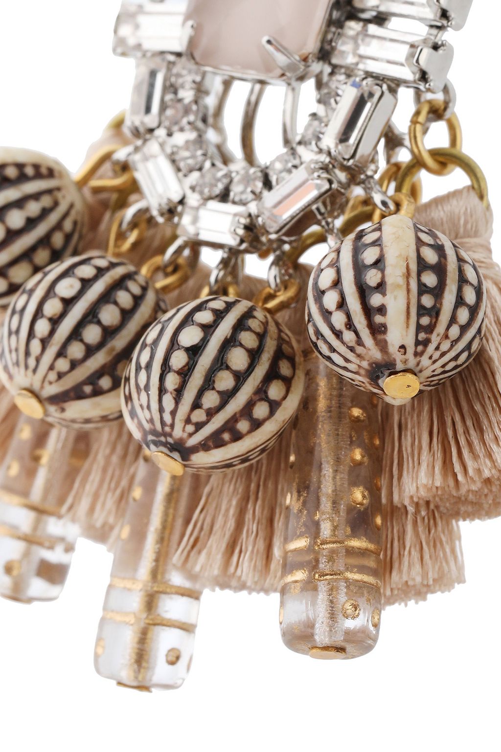 ELIZABETH COLE The Olette silver-tone, Swarovski crystal, bead and tassel earrings