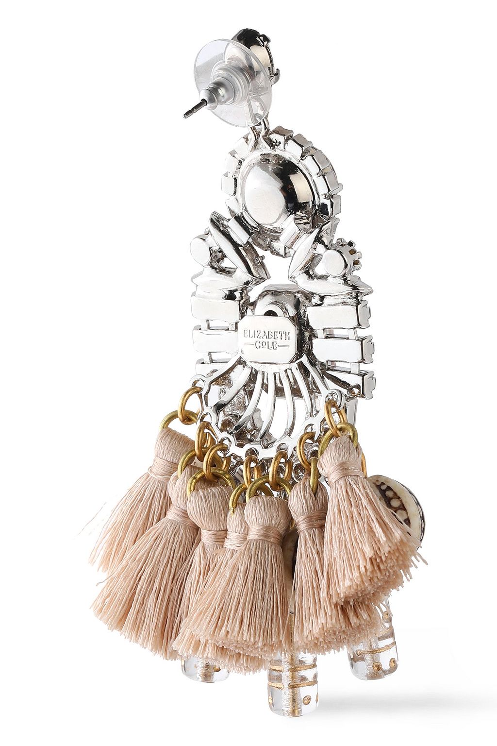 ELIZABETH COLE The Olette silver-tone, Swarovski crystal, bead and tassel earrings