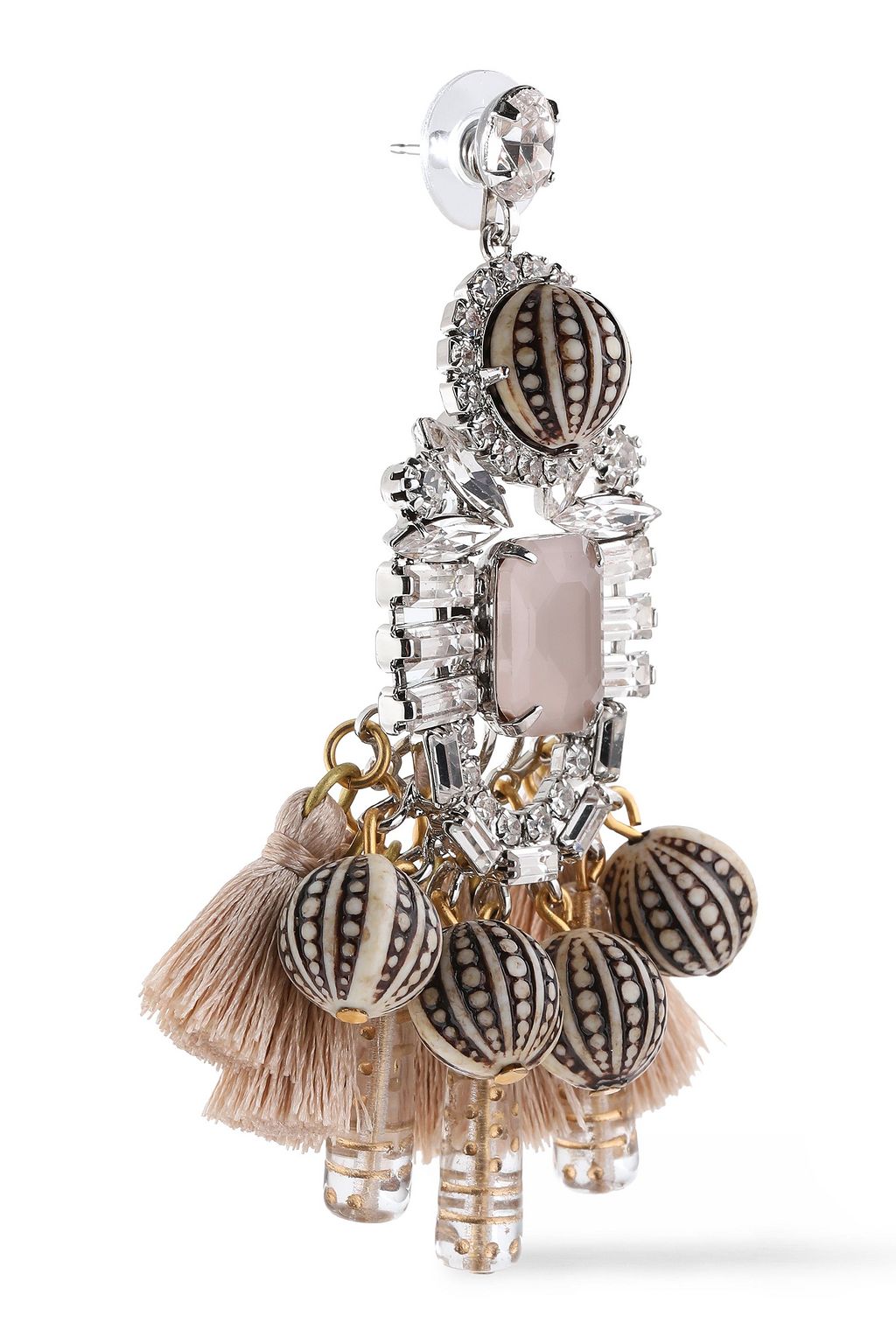 ELIZABETH COLE The Olette silver-tone, Swarovski crystal, bead and tassel earrings