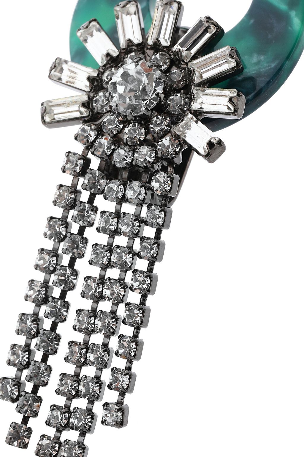 ELIZABETH COLE Addis hematite-plated, tortoiseshell acetate and crystal earrings