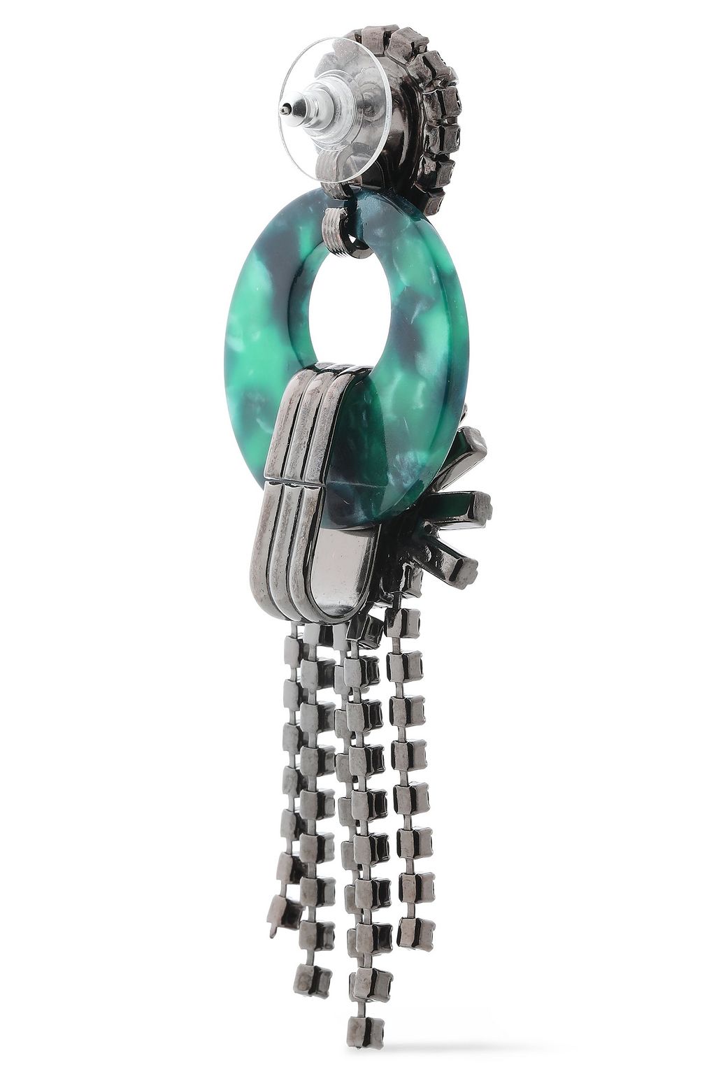 ELIZABETH COLE Addis hematite-plated, tortoiseshell acetate and crystal earrings