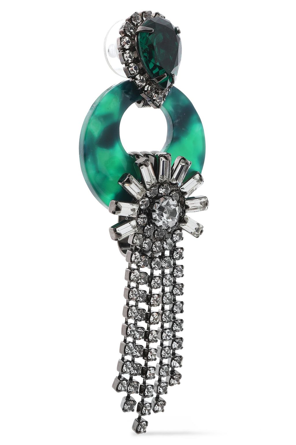 ELIZABETH COLE Addis hematite-plated, tortoiseshell acetate and crystal earrings