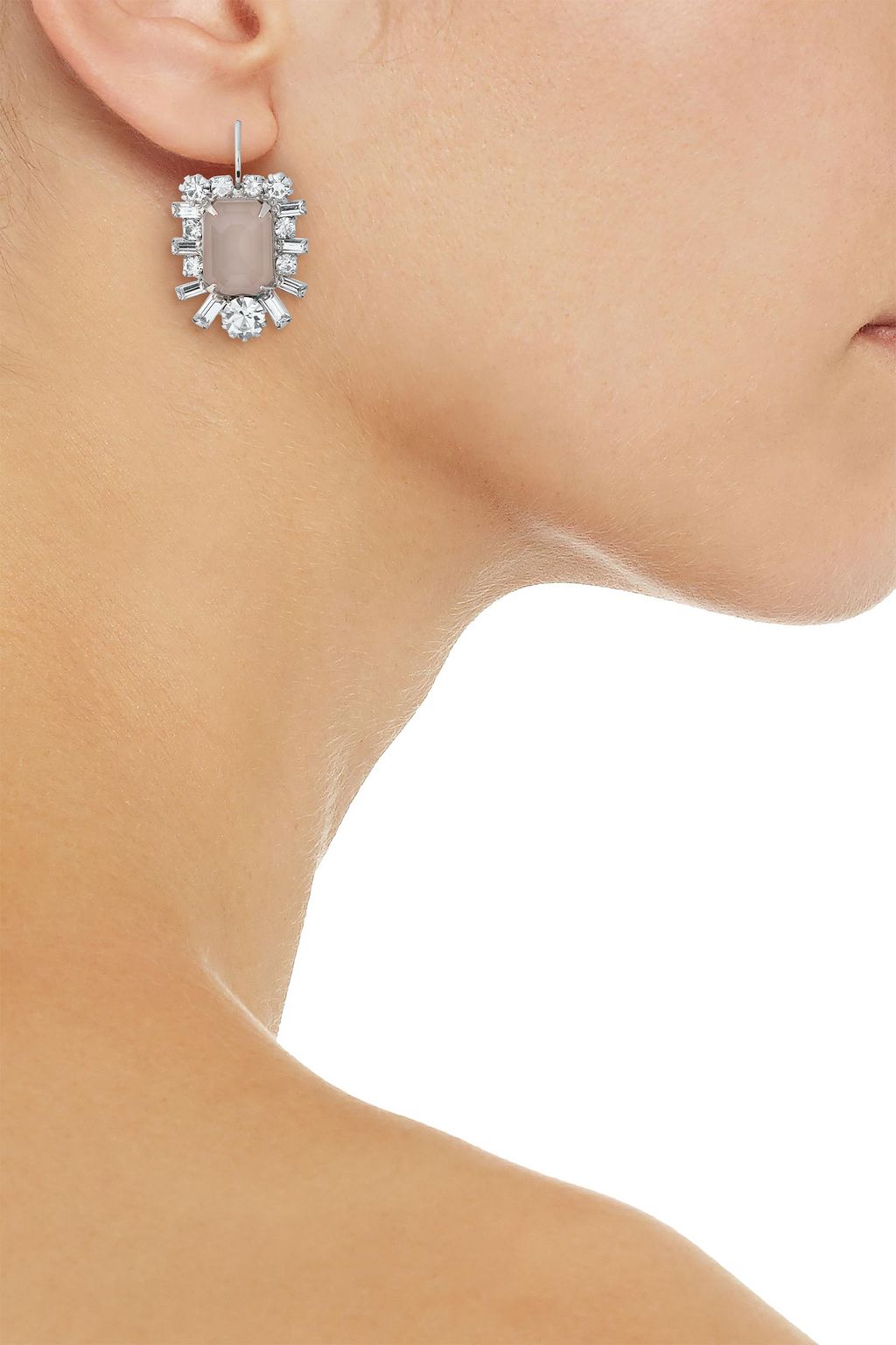 ELIZABETH COLE Petrina rhodium-plated Swarovski crystal and stone earrings