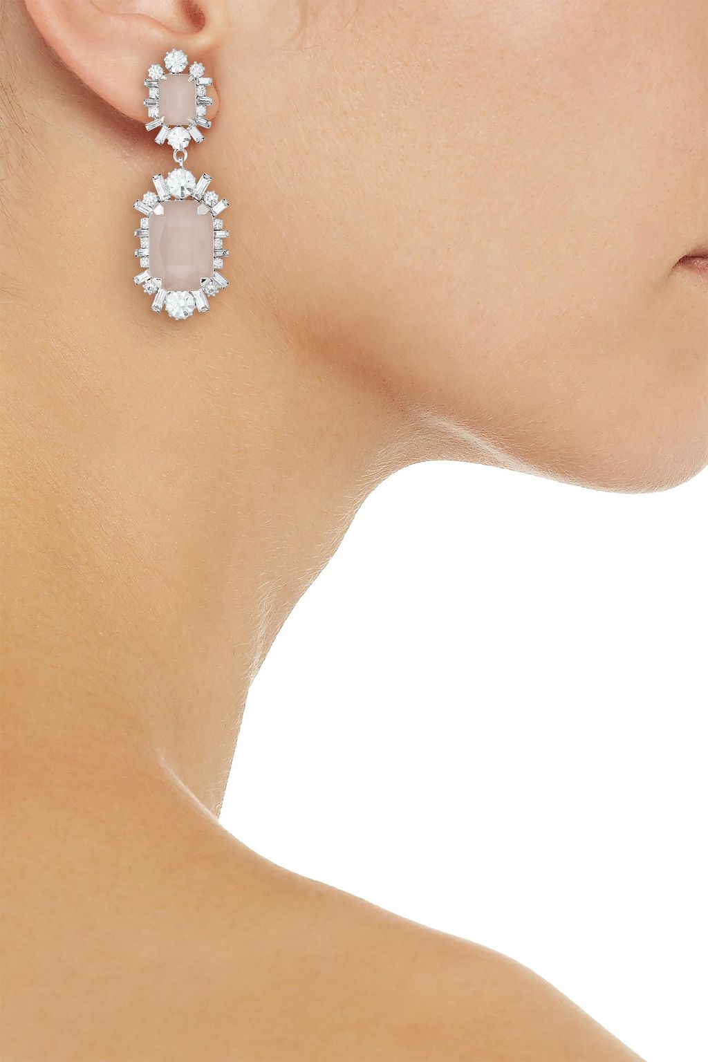 ELIZABETH COLE Piper rhodium-plated Swarovski crystal earrings