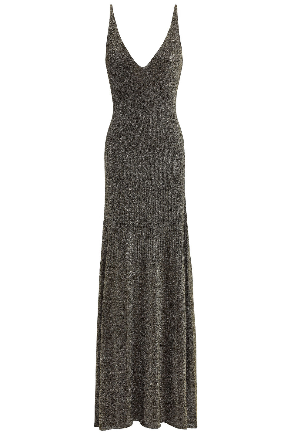 Missoni Woman Flared Metallic Ribbed-knit Maxi Dress Gold Size 50