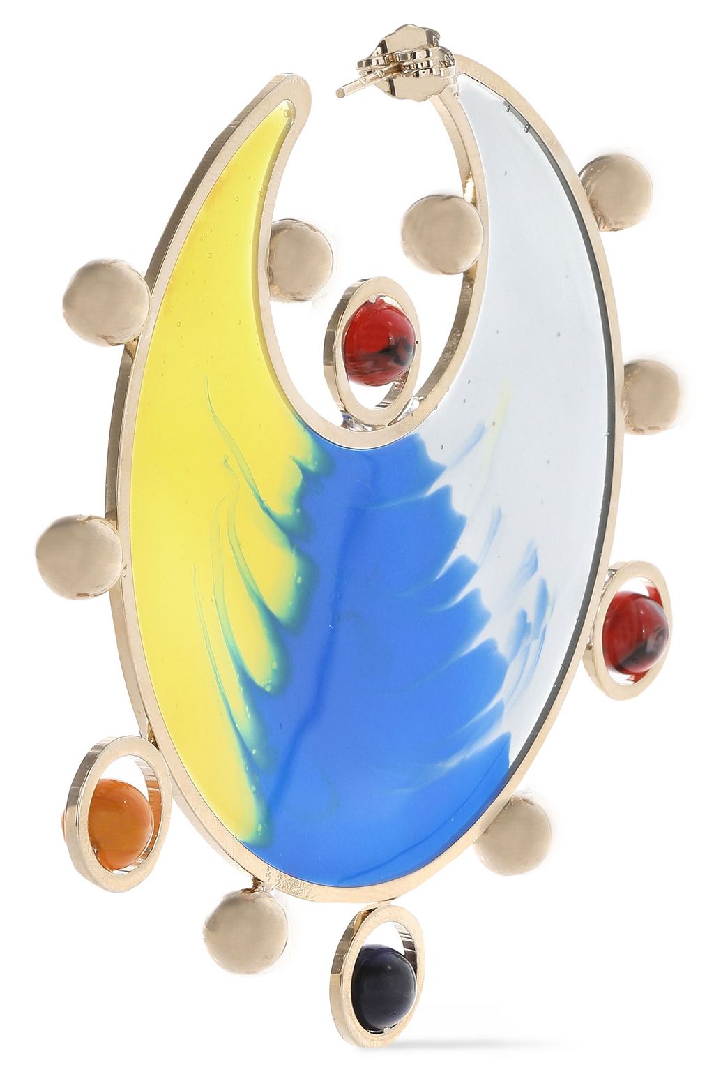 MISSONI Gold-tone, printed resin and enamel earrings
