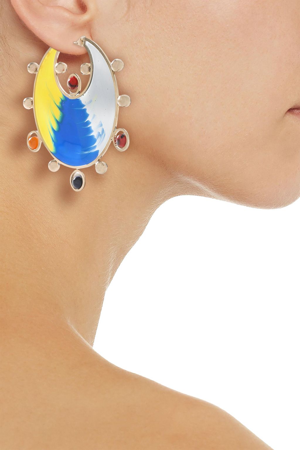 MISSONI Gold-tone, printed resin and enamel earrings