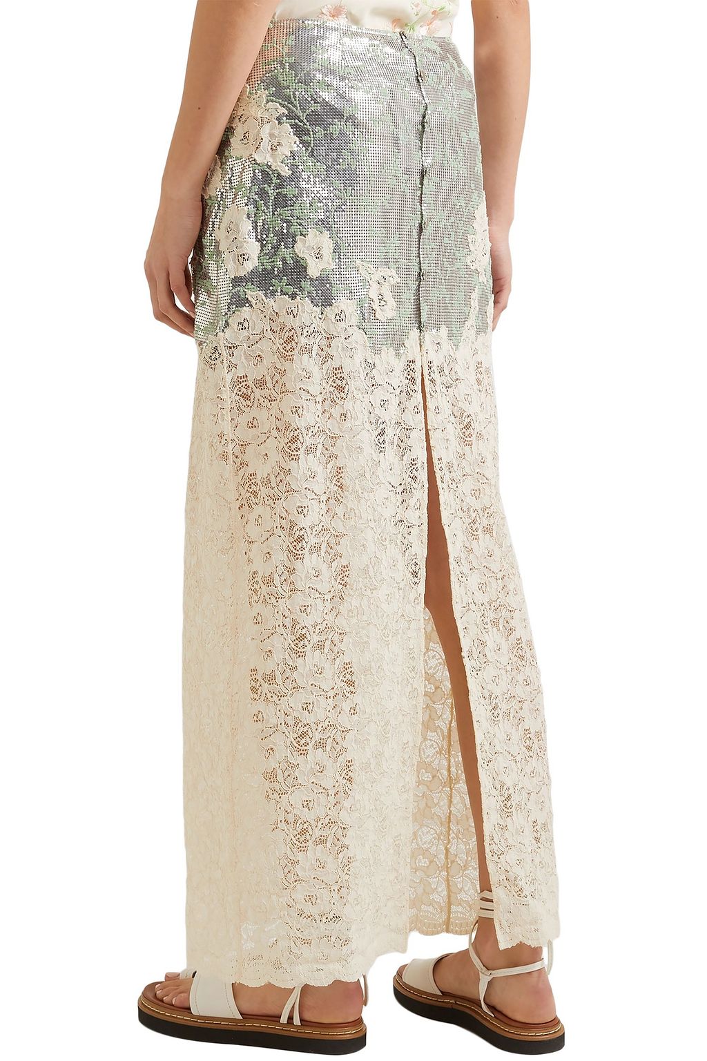 RABANNE Chainmail and lace skirt