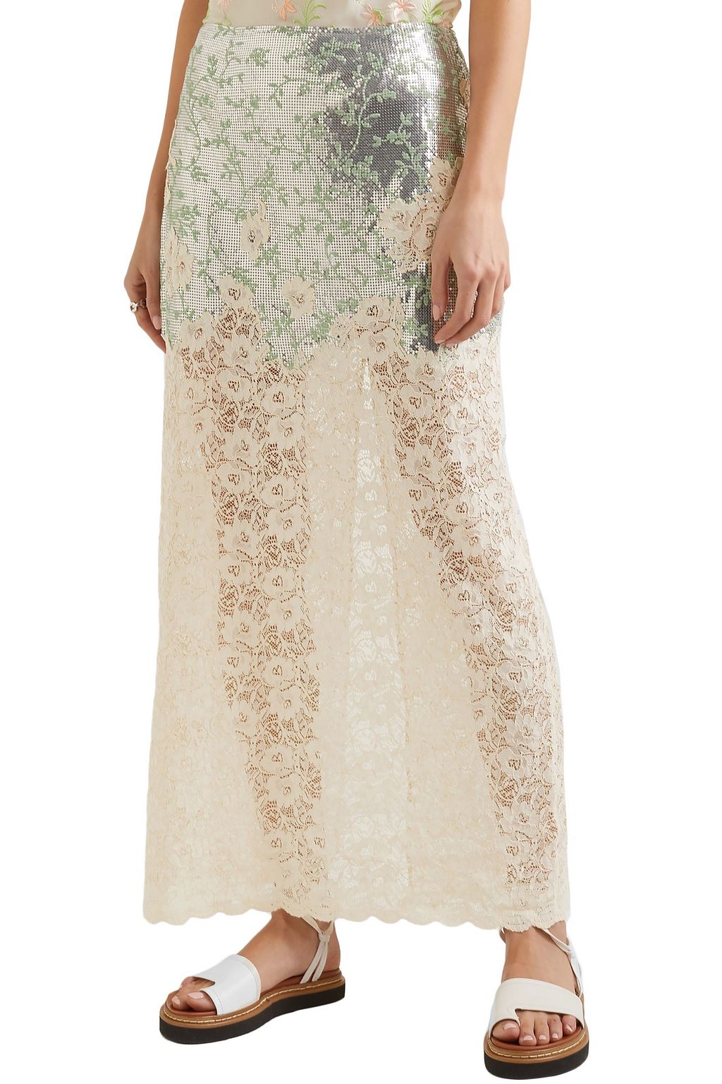 RABANNE Chainmail and lace skirt