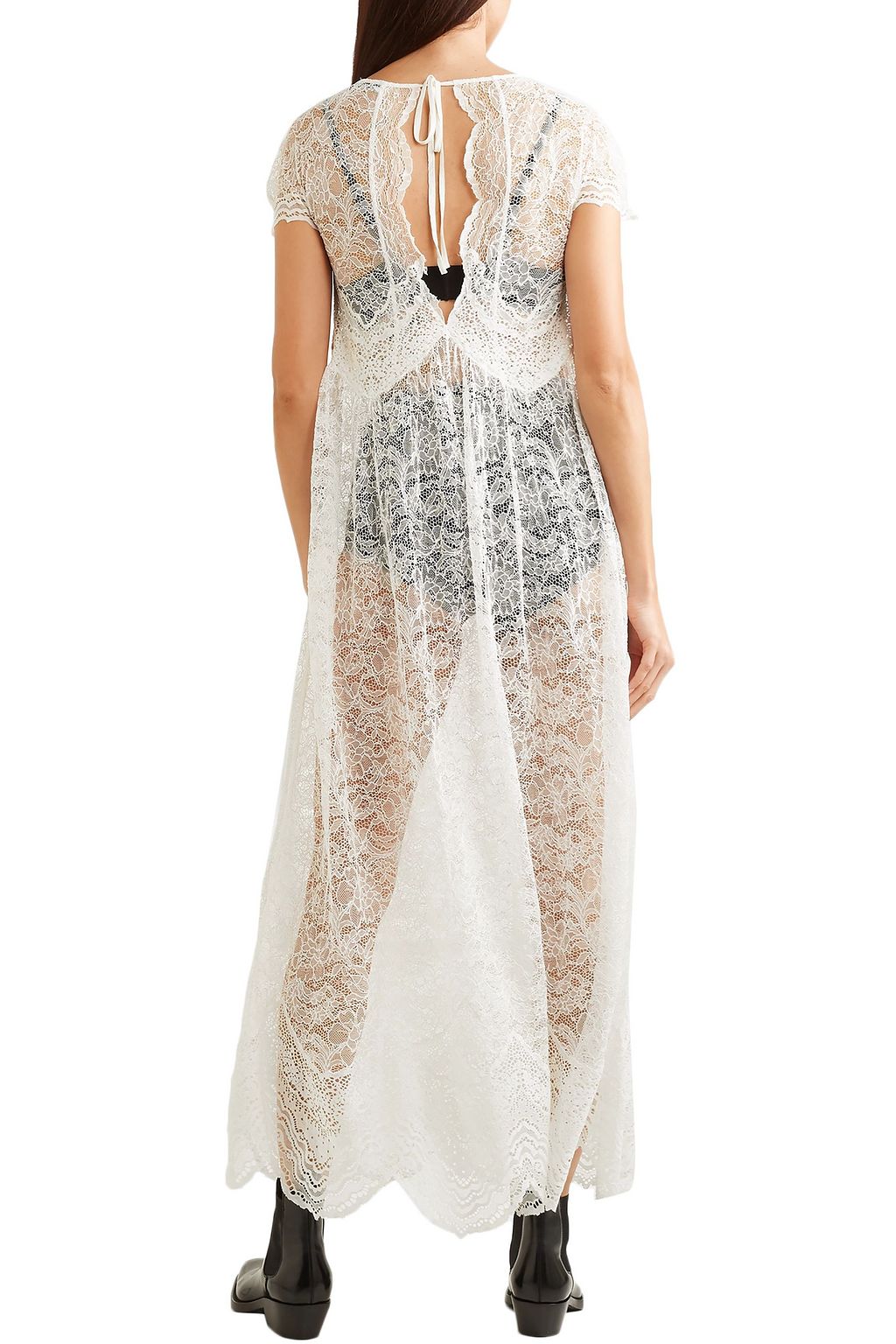 RABANNE Scalloped Chantilly lace maxi dress