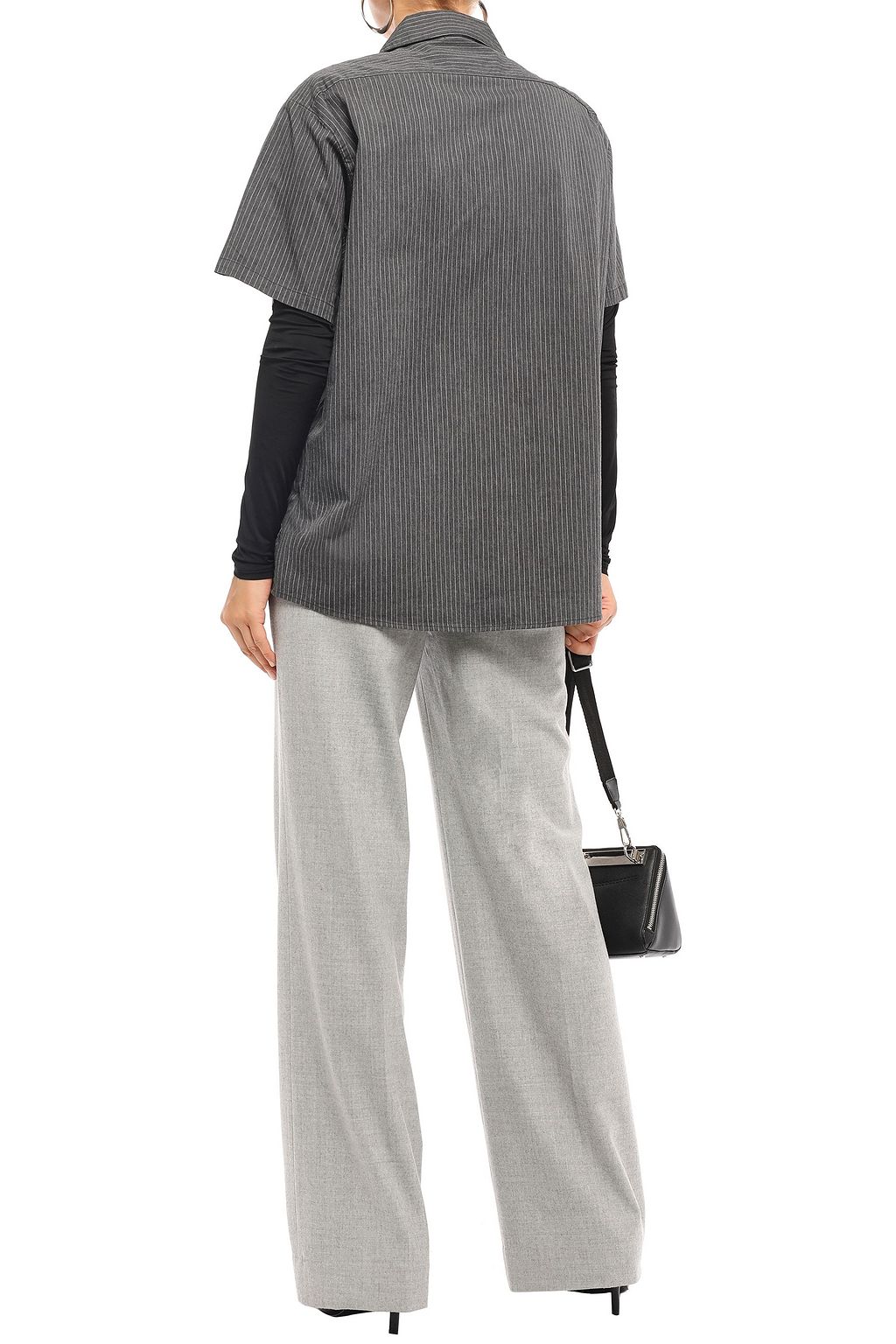 R13 Appliquéd pinstriped stretch-cotton poplin shirt