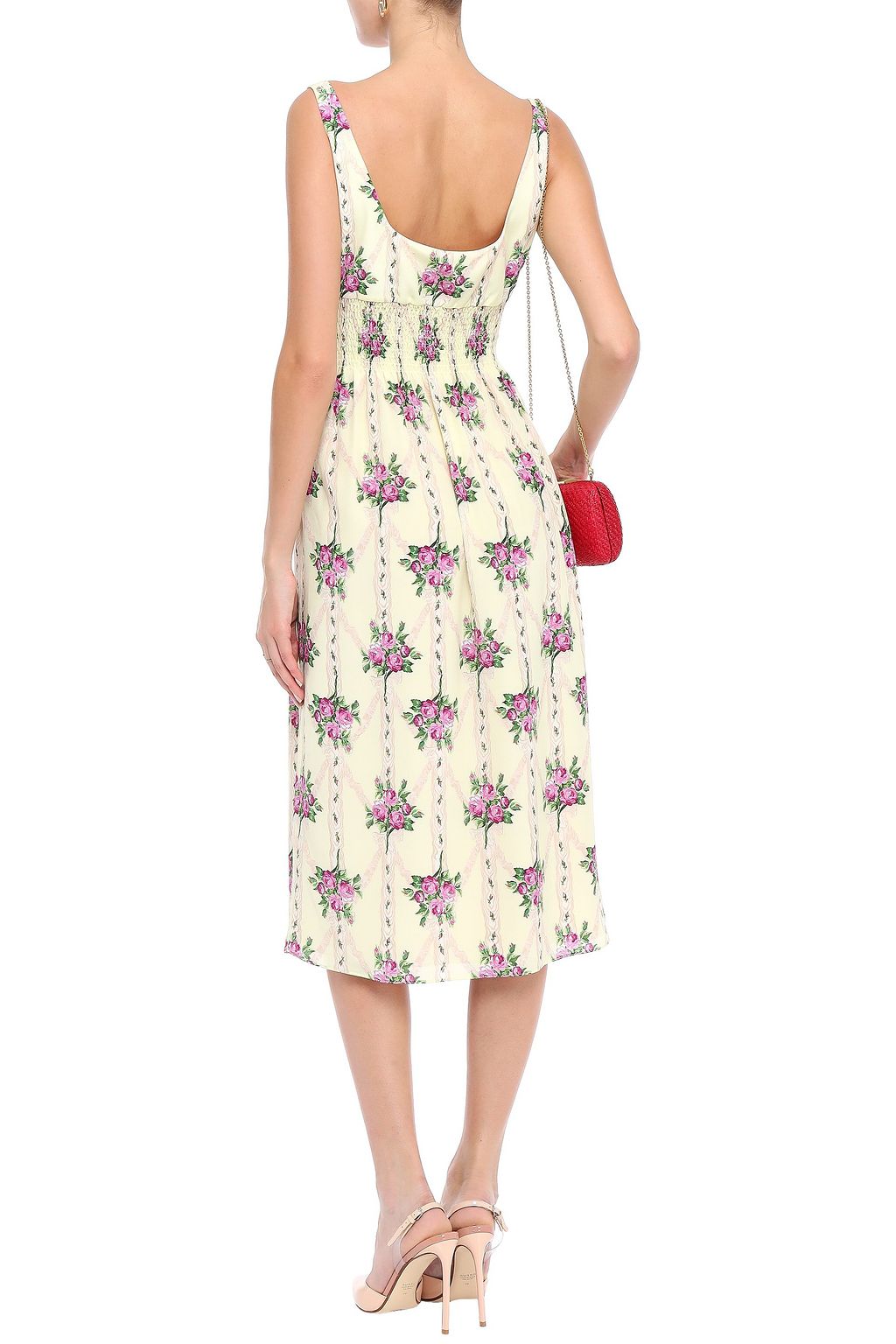 EMILIA WICKSTEAD Giovanna shirred floral-print silk crepe de chine midi dress