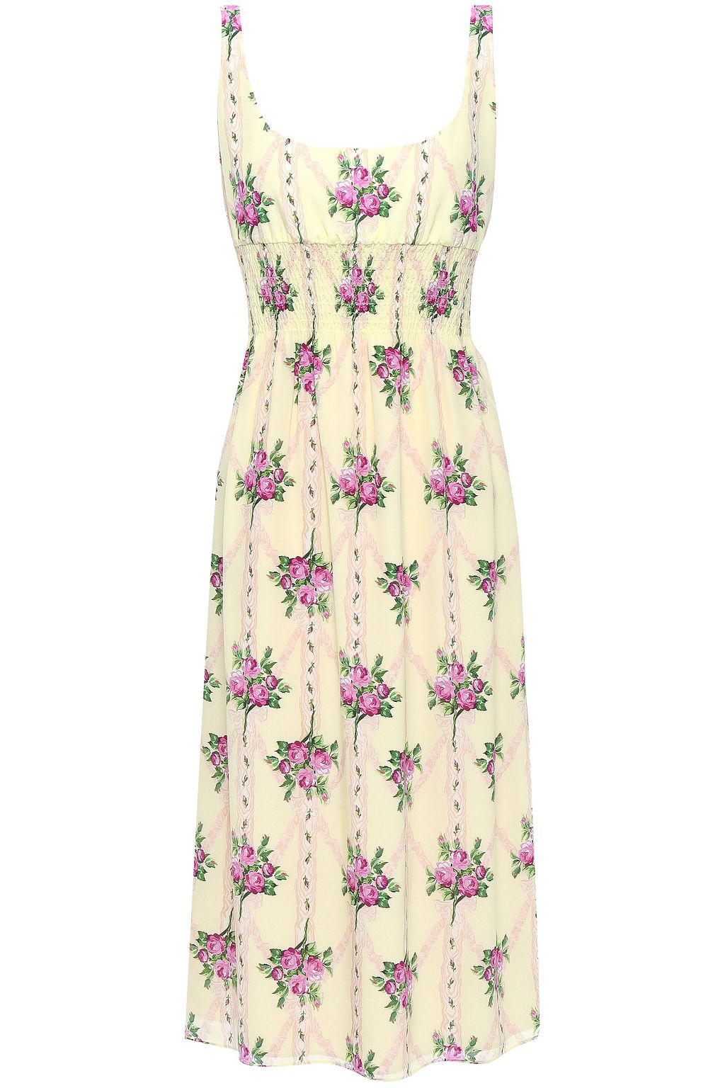 EMILIA WICKSTEAD Giovanna shirred floral-print silk crepe de chine midi ...