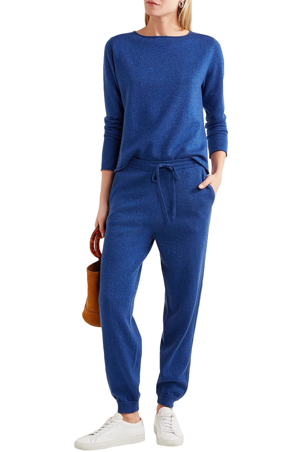 ALLUDE Metallic wool and cashmere-blend track pants