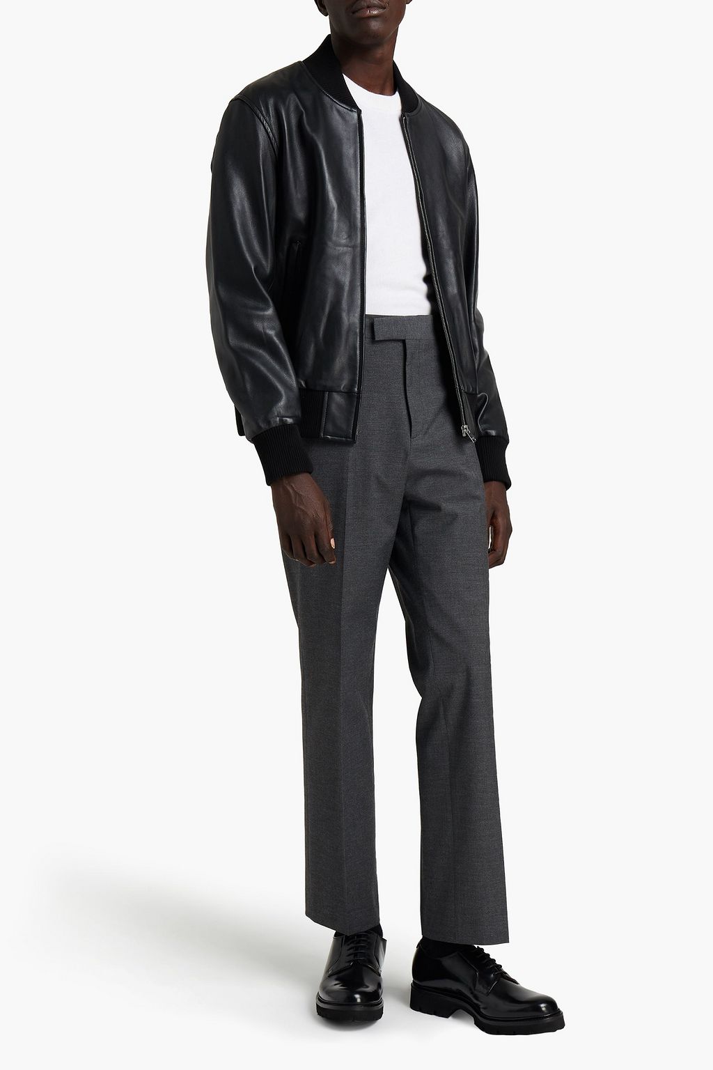 SANDRO Leather bomber jacket