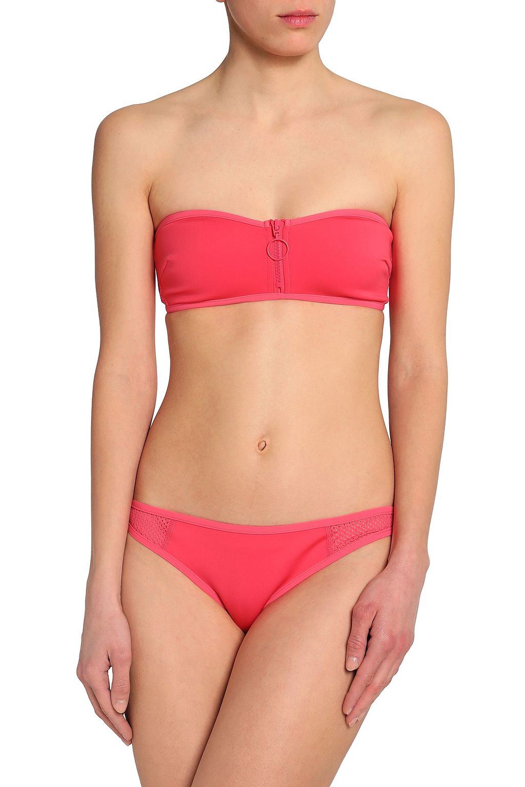 STELLA MCCARTNEY Mesh-paneled zip-detailed bandeau bikini top