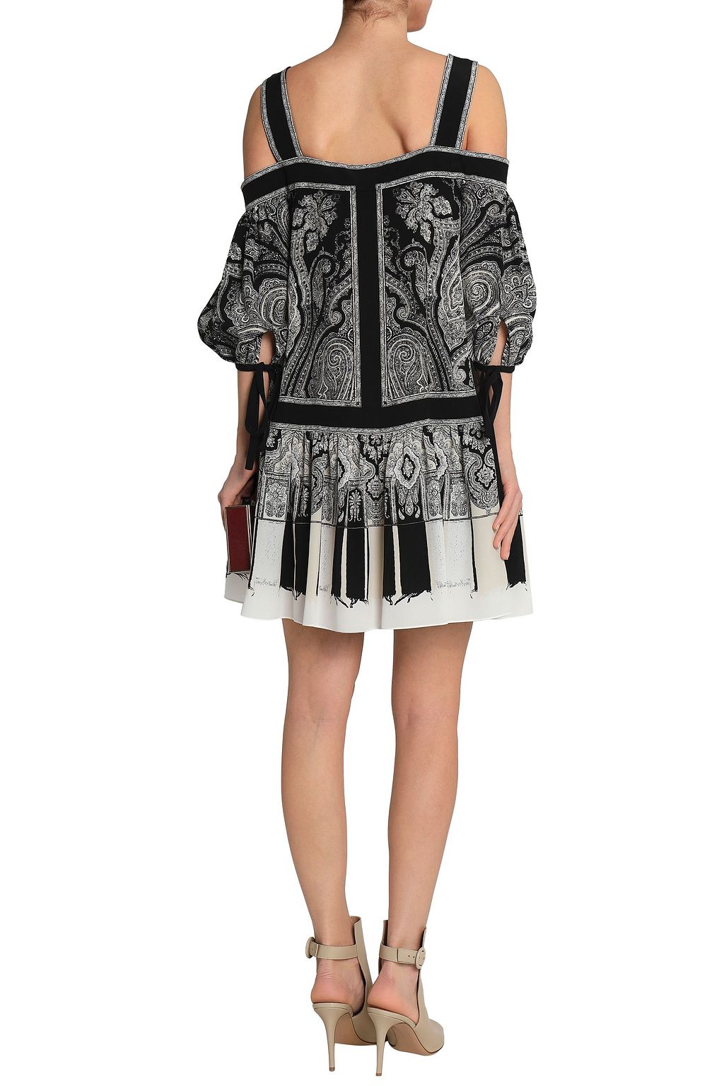 MCQUEEN Cold-shoulder printed silk-chiffon mini dress