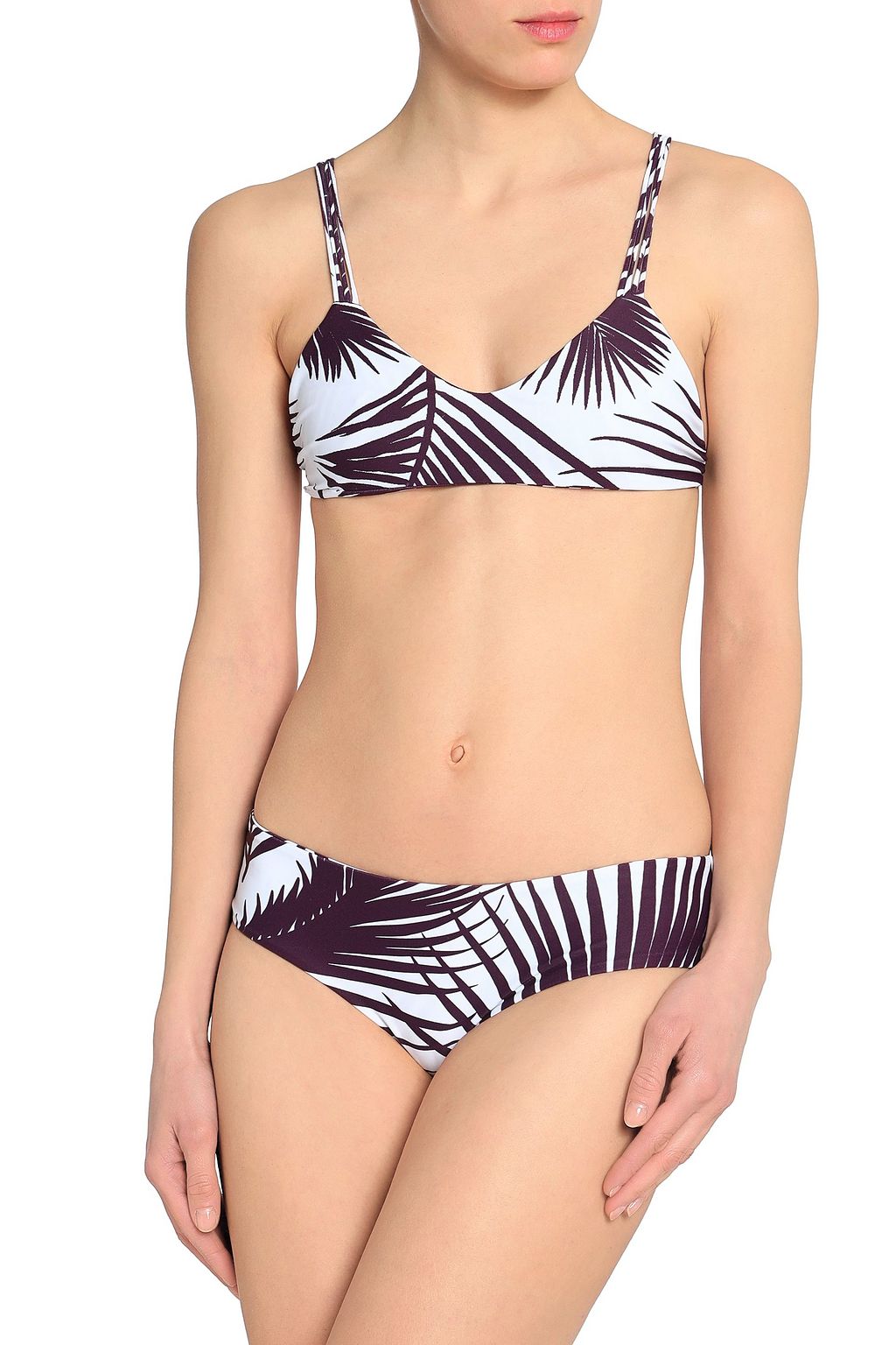 MIKOH Strap-detailed printed triangle bikini top