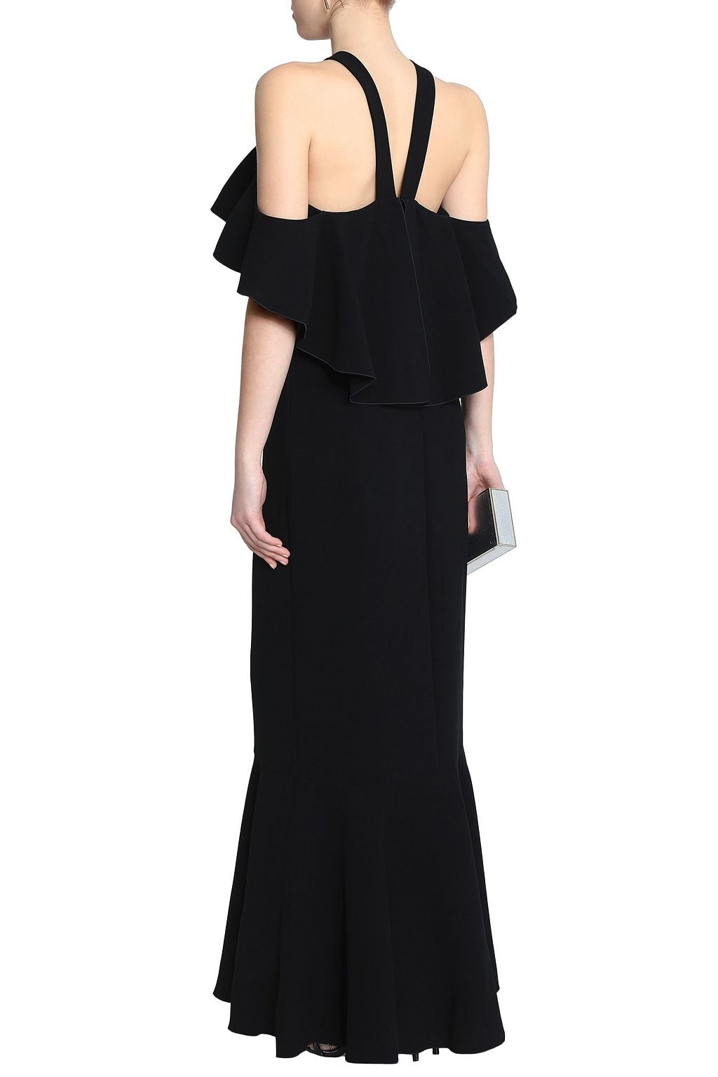 RACHEL ZOE Baxter cold-shoulder ruffled crepe maxi dress