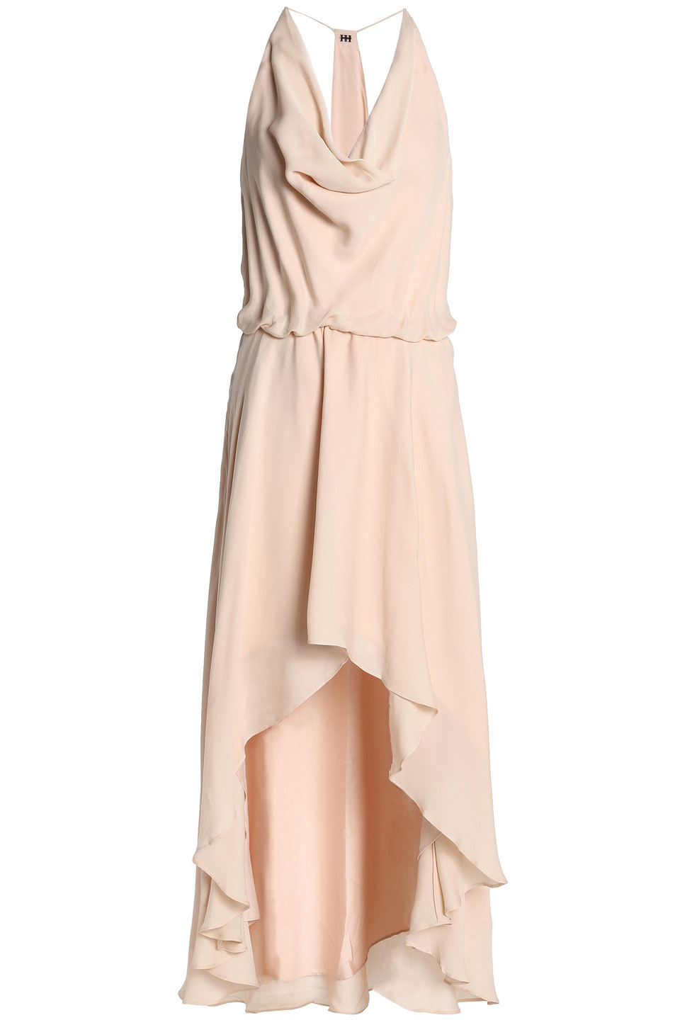 haute hippie - lace-up draped silk crepe de chine midi dress - orange - us 10