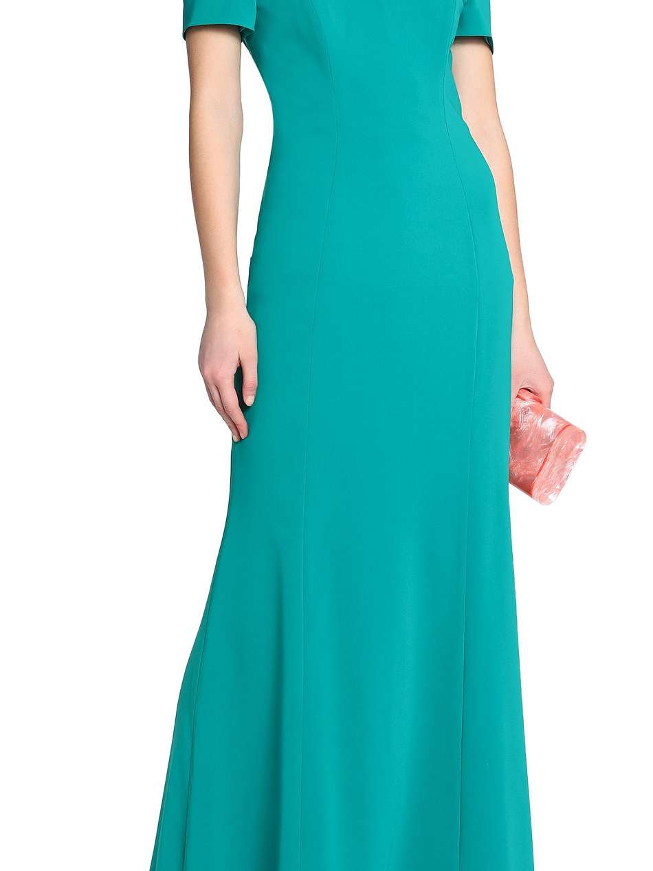 off-the-shoulder crepe gown