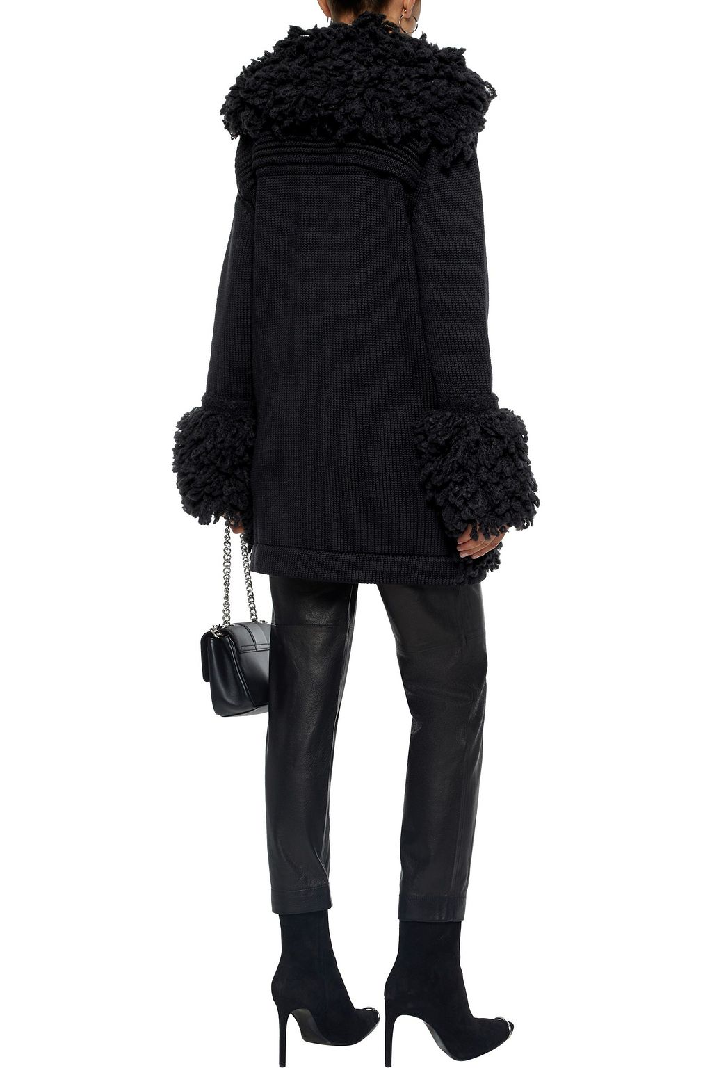 PIERRE BALMAIN Fringe-trimmed merino wool-blend cardigan