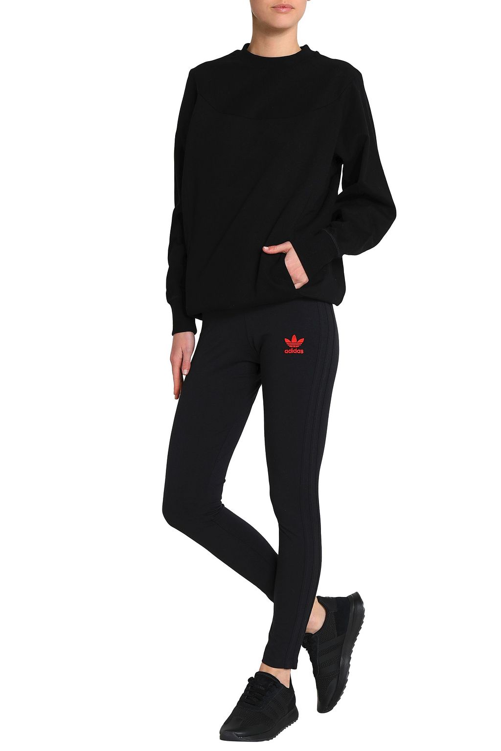 ADIDAS ORIGINALS Embroidered stretch-cotton leggings