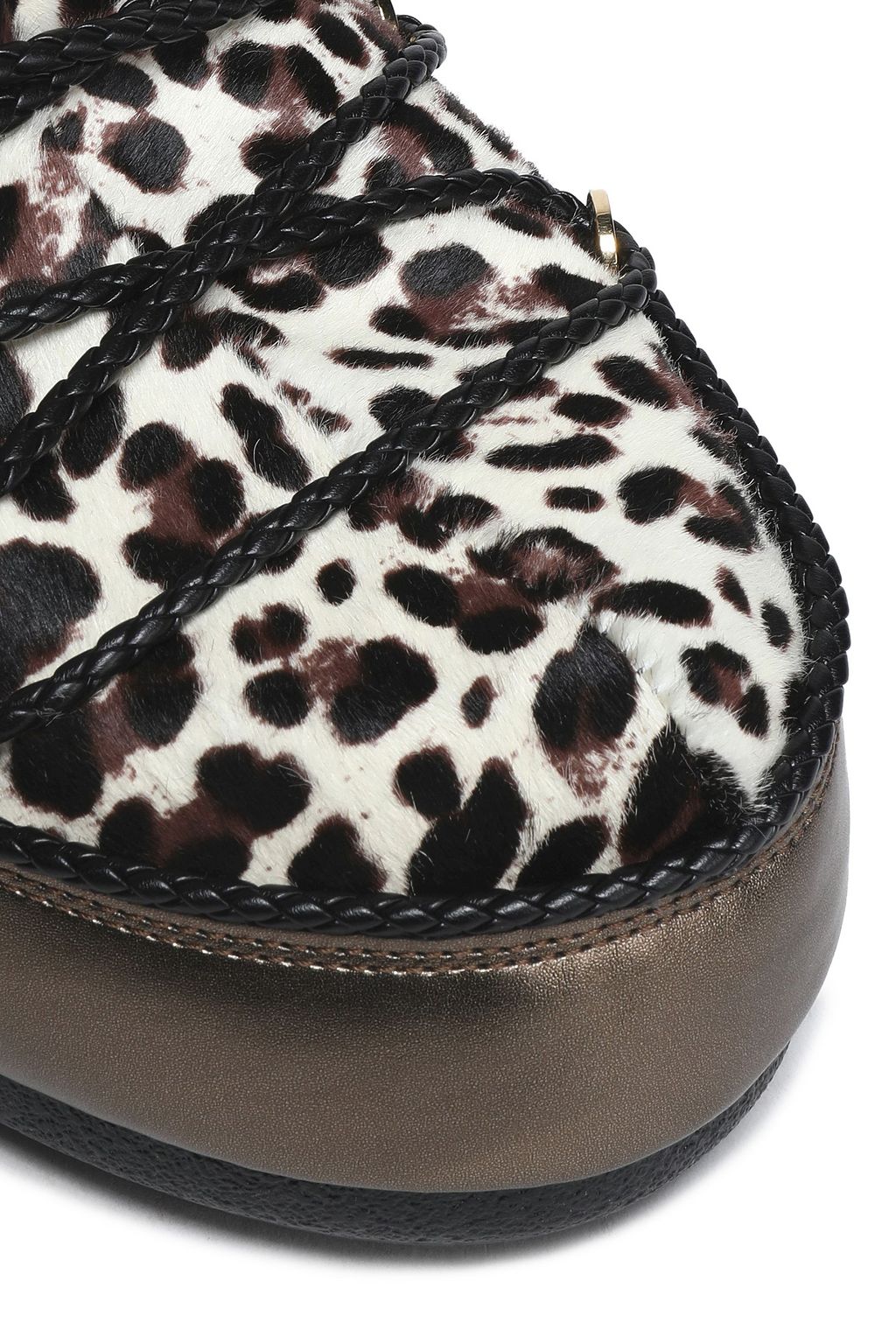 JIMMY CHOO Lace-up leopard-print calf hair snow boot
