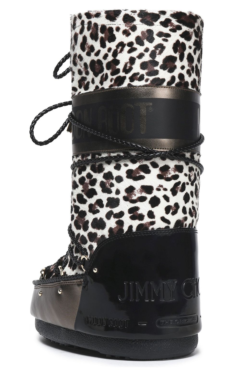 JIMMY CHOO Lace-up leopard-print calf hair snow boot
