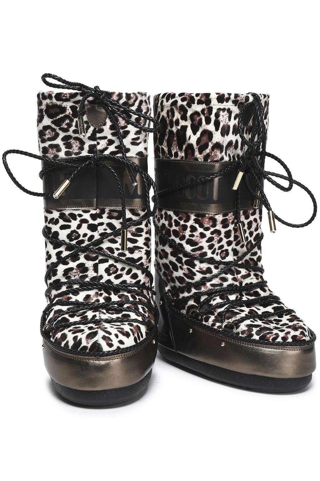 JIMMY CHOO Lace-up leopard-print calf hair snow boot