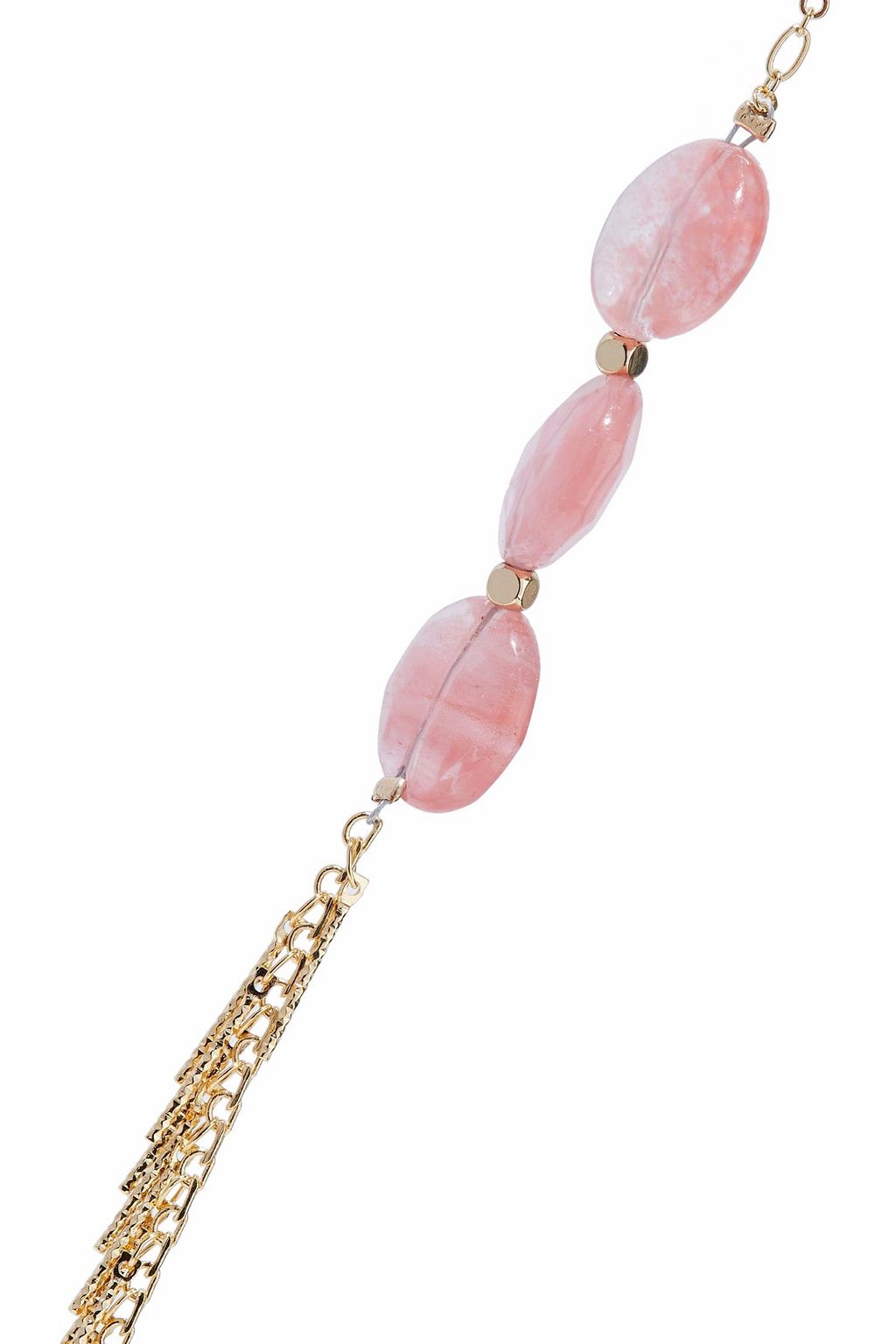 KENNETH JAY LANE Fringed gold-tone stone necklace