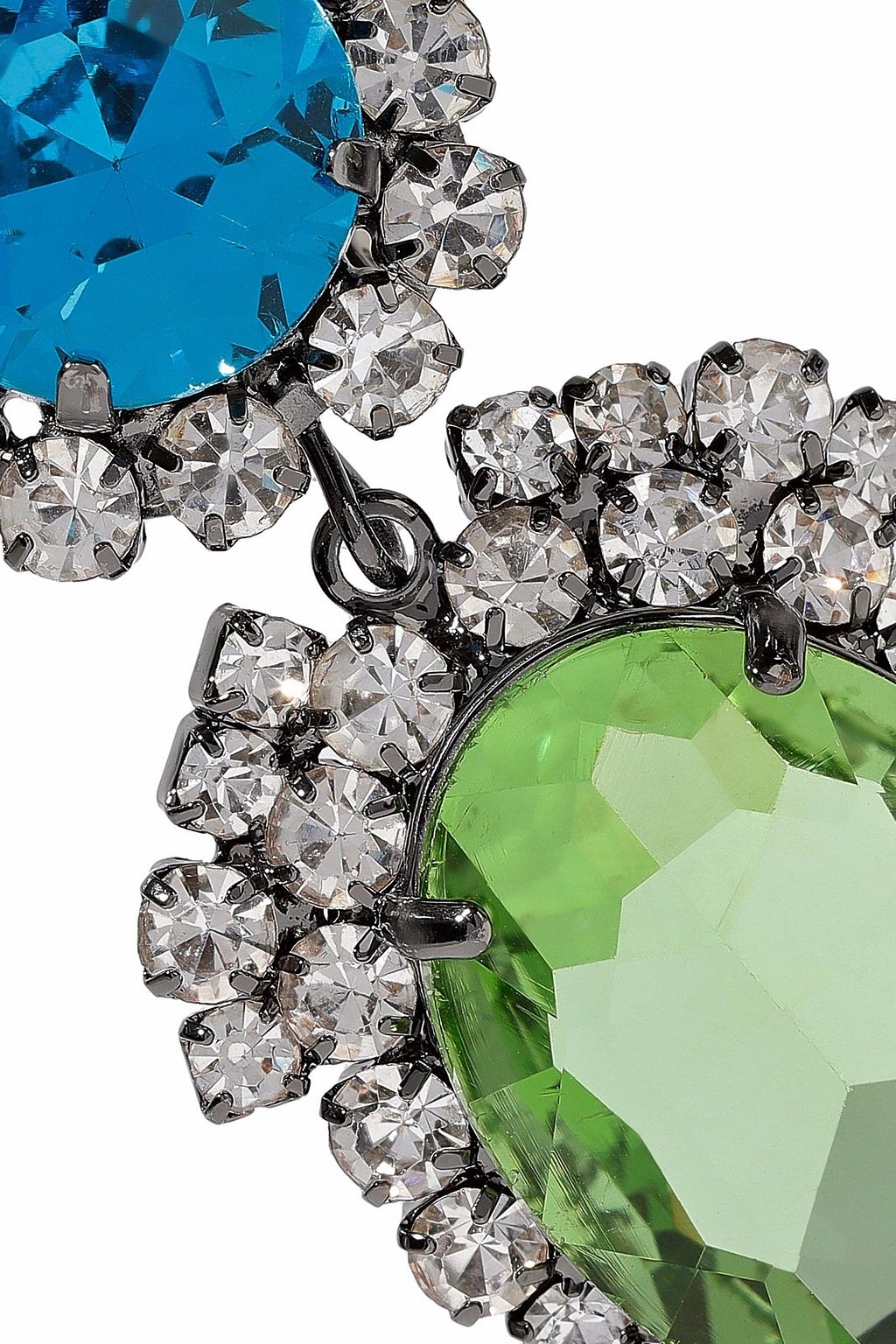 KENNETH JAY LANE Gunmetal-tone crystal clip earrings