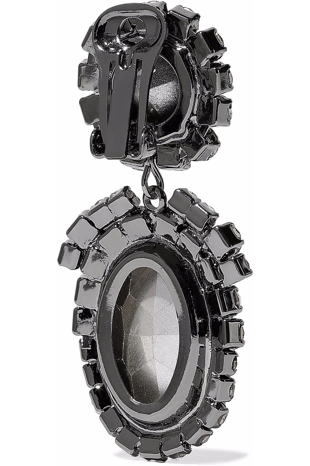 KENNETH JAY LANE Gunmetal-tone crystal clip earrings