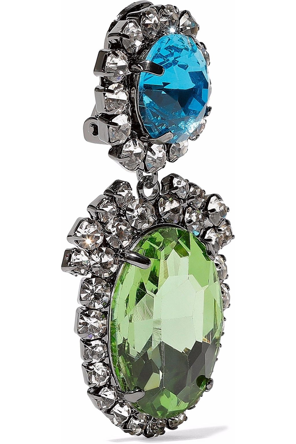 KENNETH JAY LANE Gunmetal-tone crystal clip earrings