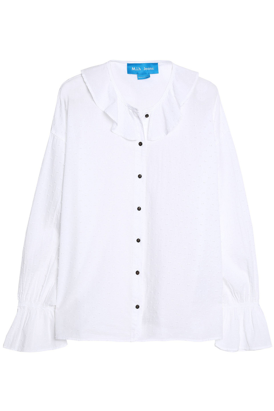 m.i.h jeans - ruffle-trimmed fil coupé cotton blouse - white - s