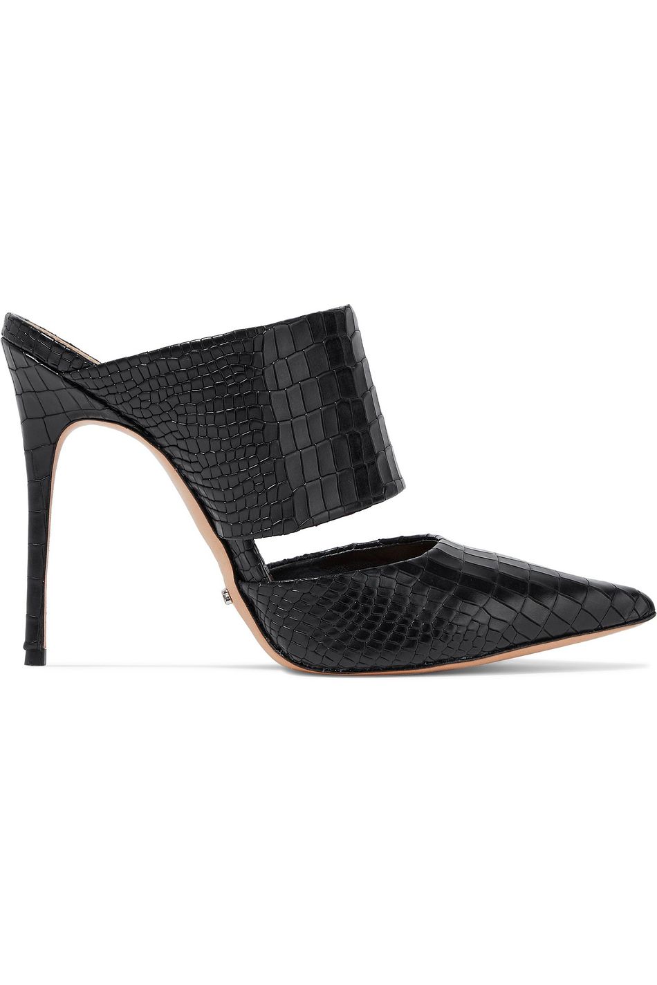 black croc mules