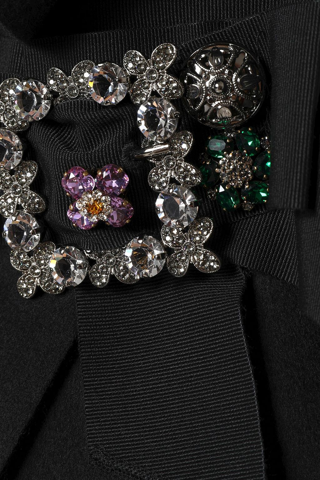 DOLCE&GABBANA Belted crystal-embellished brushed-wool top